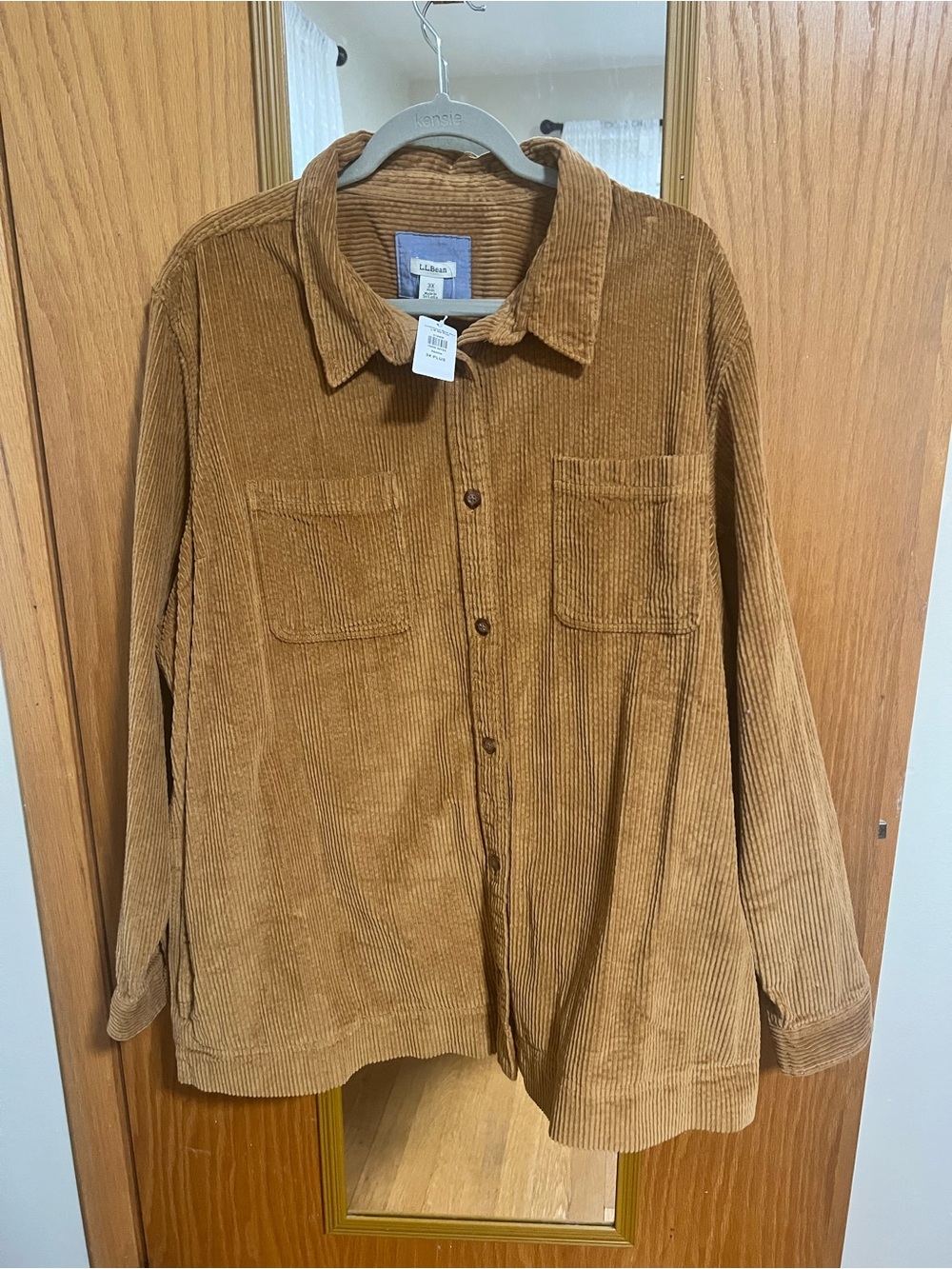 L.L.Bean Saddle Brown Corduroy Button-Front Shirt Jacket